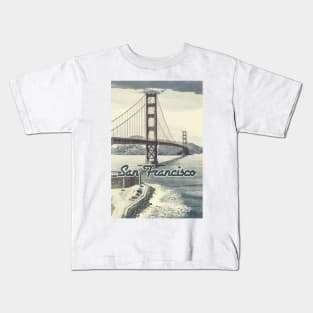 San Francisco Golden Gate Bridge ✪ Vintage style poster Kids T-Shirt